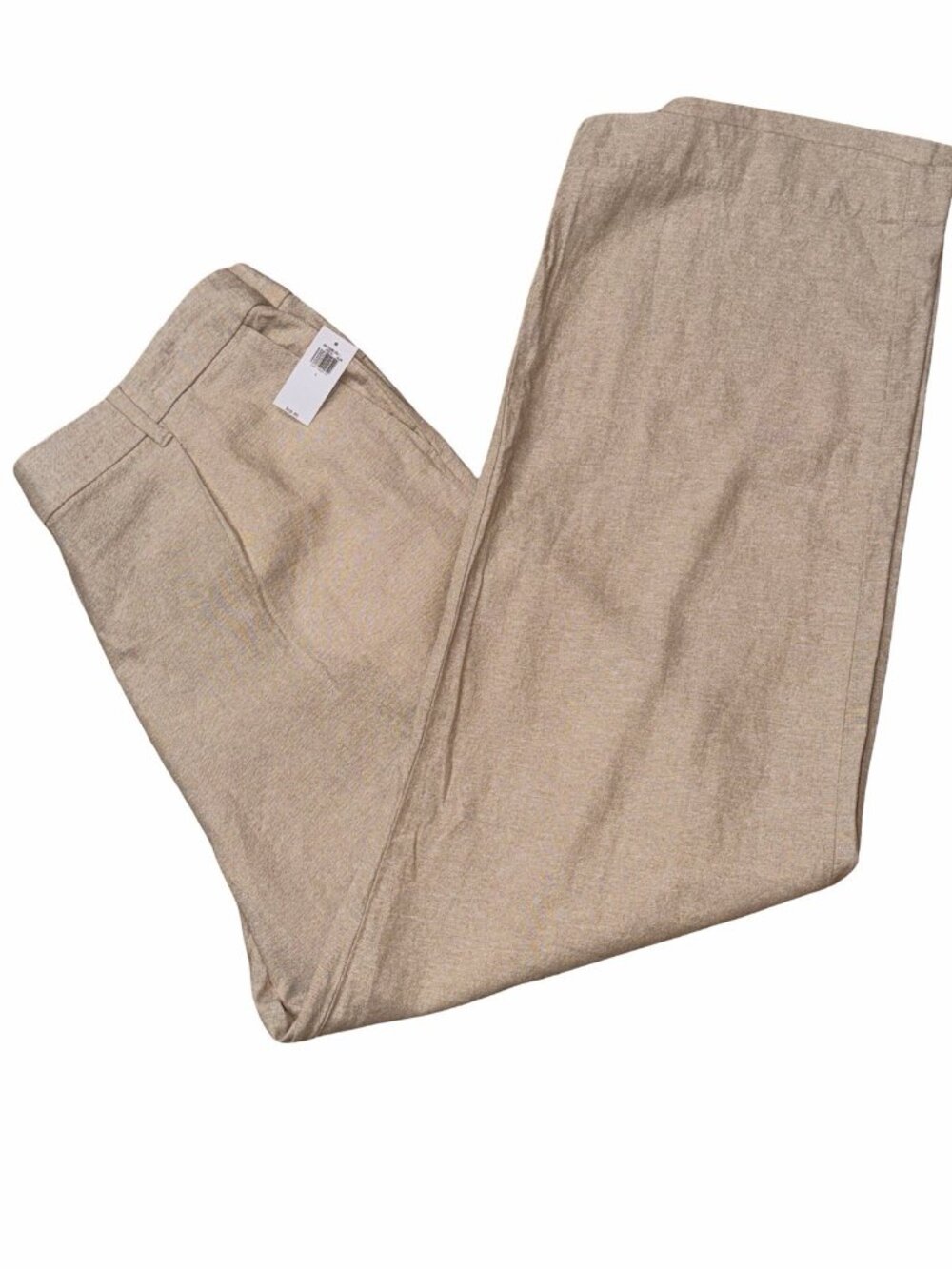 NWT Linen Blend Extra High Rise Wide Leg Trousers Pleated Beige Neutral Size L